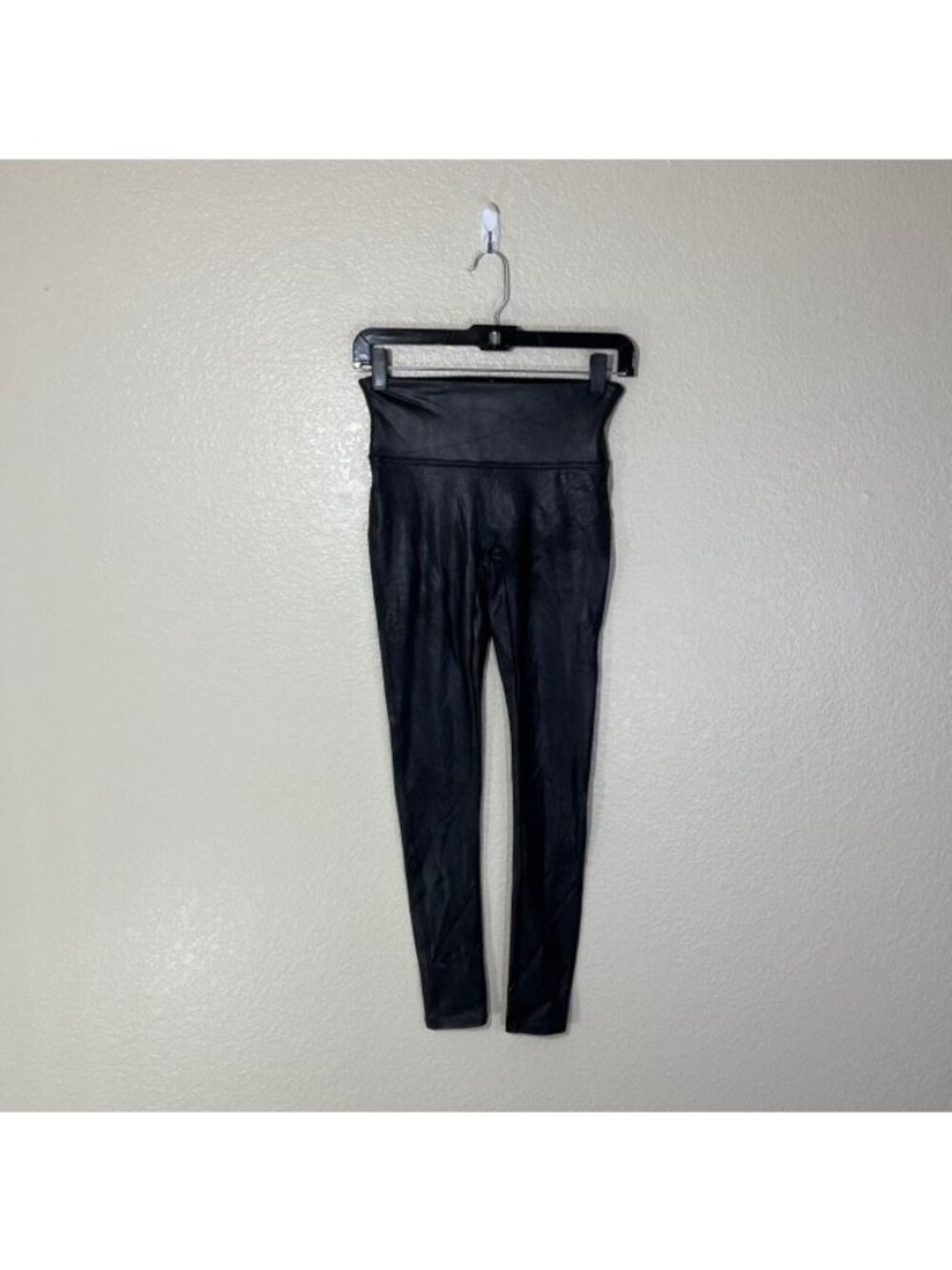 Spanx Faux Leather Leggings Womens Small Black Shaperwear Pull On